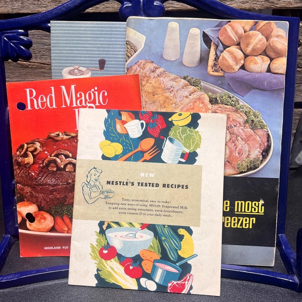 Lot of 4 cookbook ephemera, Nestle, Heinz, Freezing and Carefree Cooking Vintage